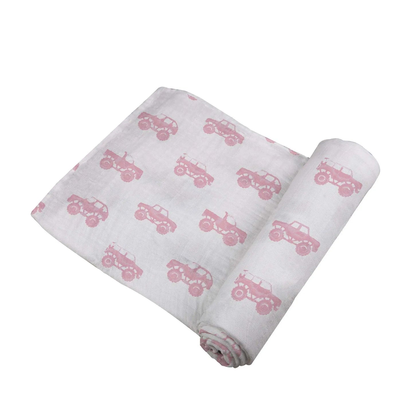 Pink Monster Trucks Bamboo Muslin Swaddle Blanket Soft Breathable Pre-Washed Fabric Newcastle Classics