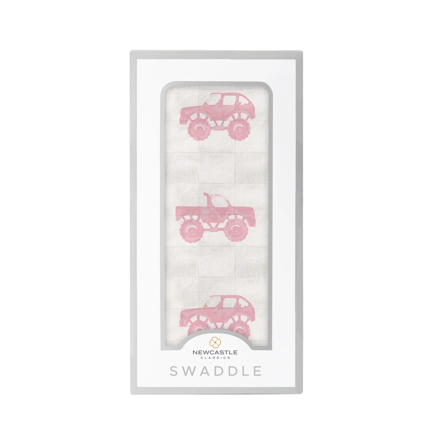 Newcastle Classics Pink Monster Trucks Bamboo Muslin Swaddle - 