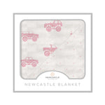 Newcastle Classics Bamboo Blanket with Pink Monster Trucks and Polka Dots for Baby Girls - Baby & Toddler Bamboo Newcastle Blanket