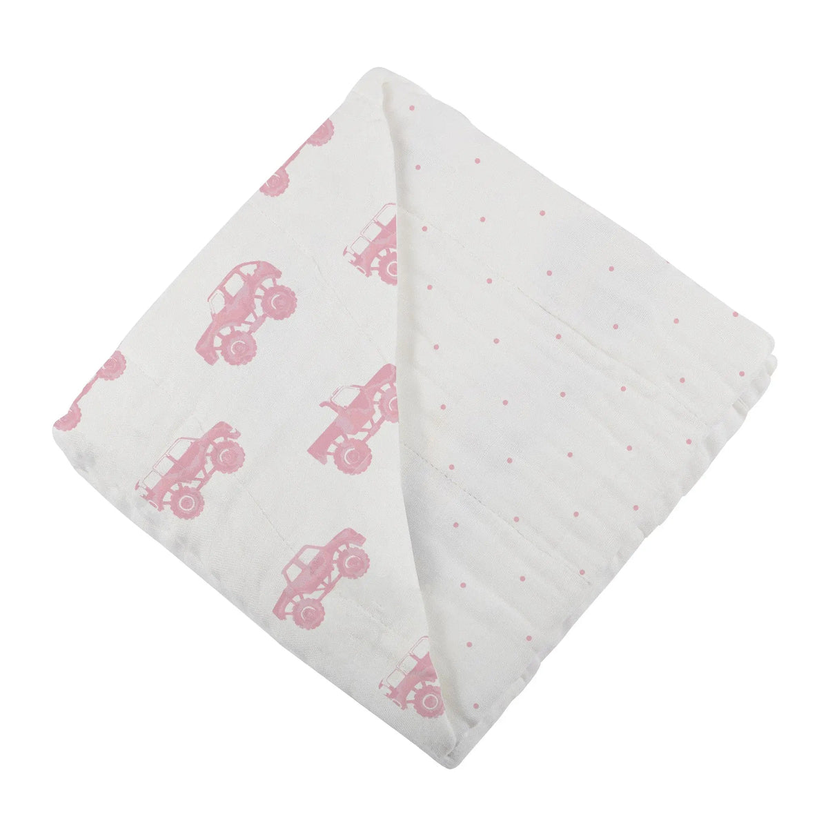 Newcastle Classics Pink Monster Trucks & Pink Polka Dot Bamboo Newcastle Blanket - 