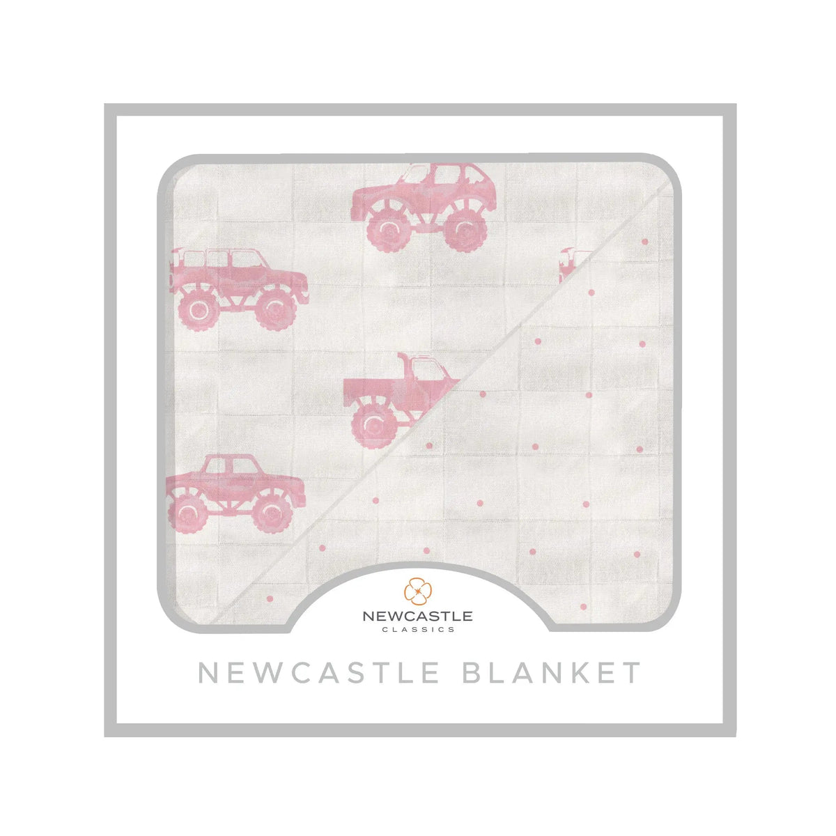 Newcastle Classics Pink Monster Trucks & Pink Polka Dot Bamboo Newcastle Blanket - 