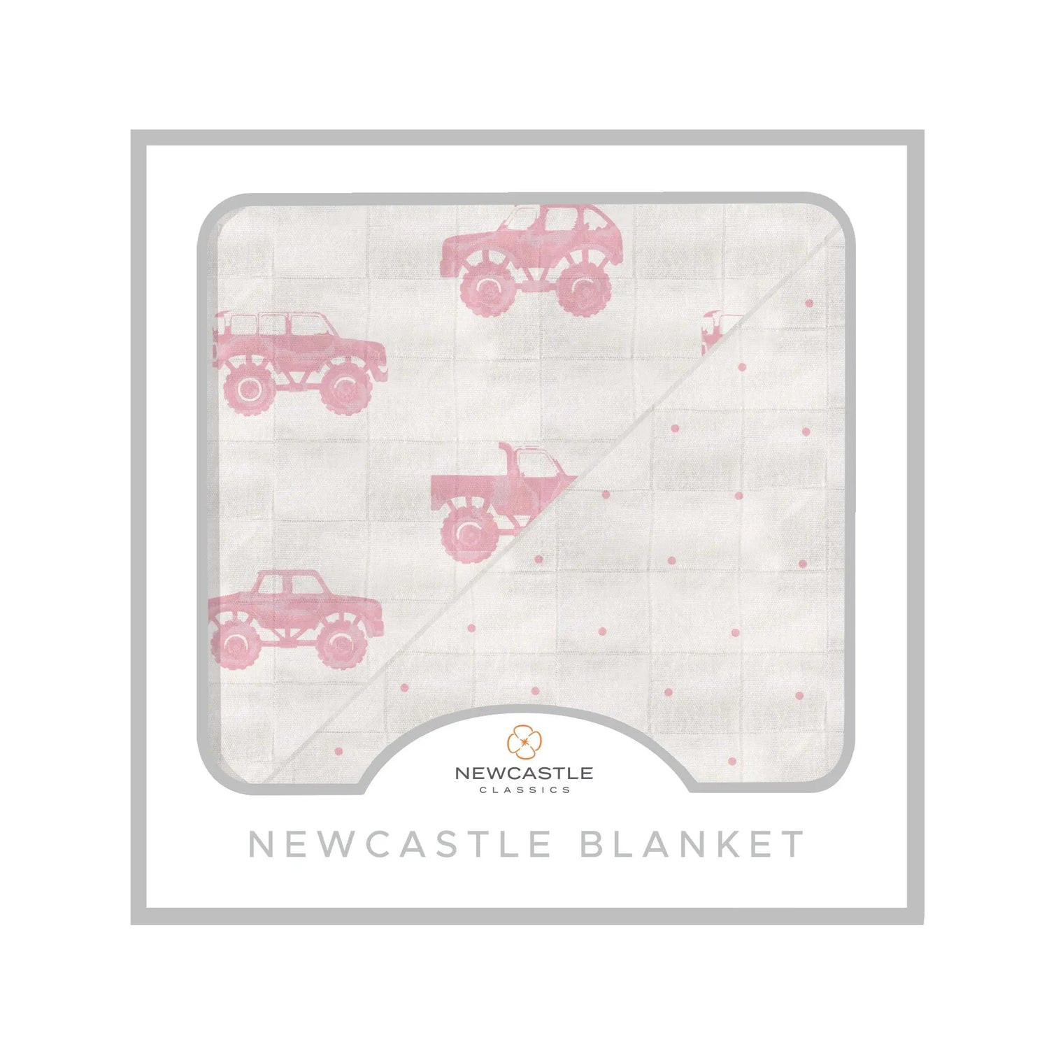 Newcastle Classics Pink Monster Trucks & Pink Polka Dot Bamboo Newcastle Blanket - 