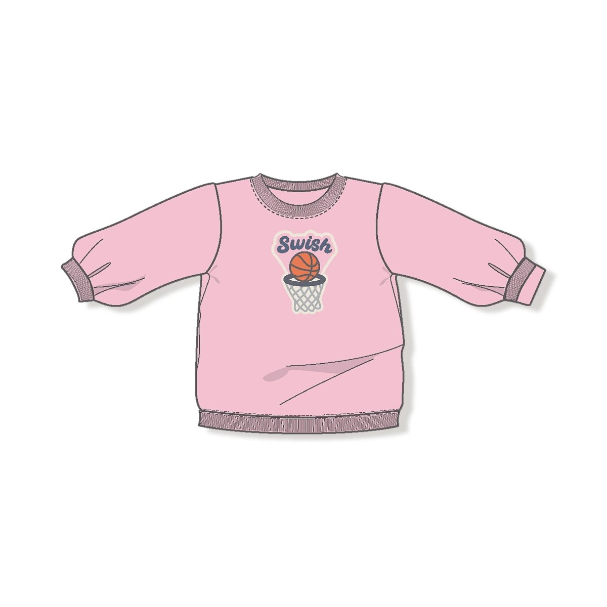Angel Dear Pink Oversized Sweatshirt for Kids with Basketball Swish - Everetts Place Boutique - 
