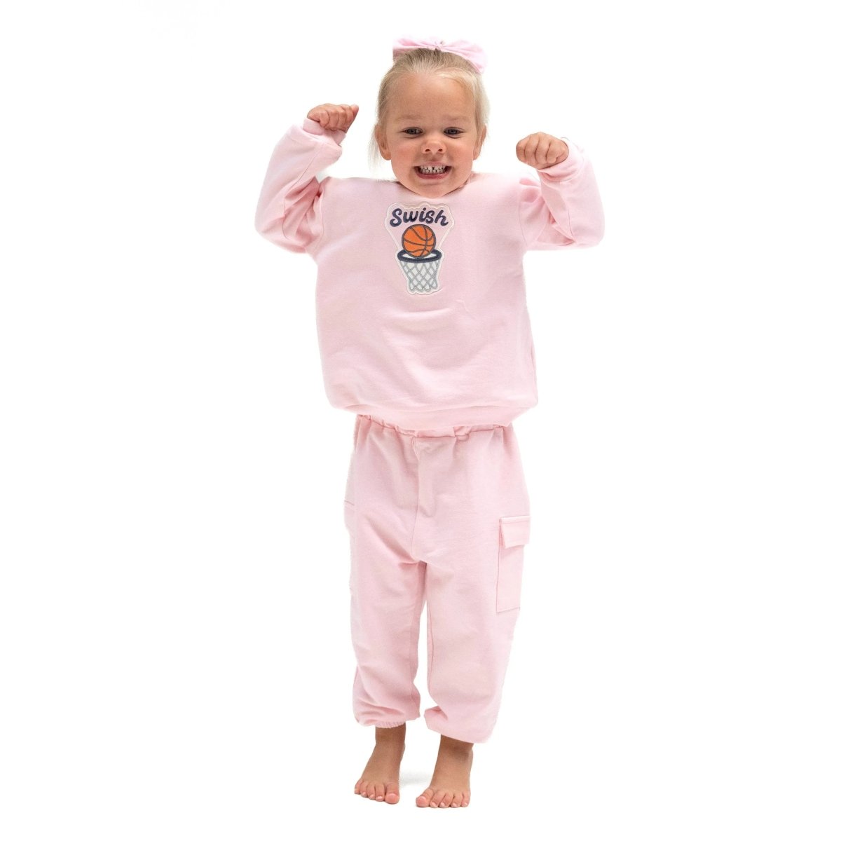 Angel Dear Pink Oversized Sweatshirt for Kids with Basketball Swish - Everetts Place Boutique - 
