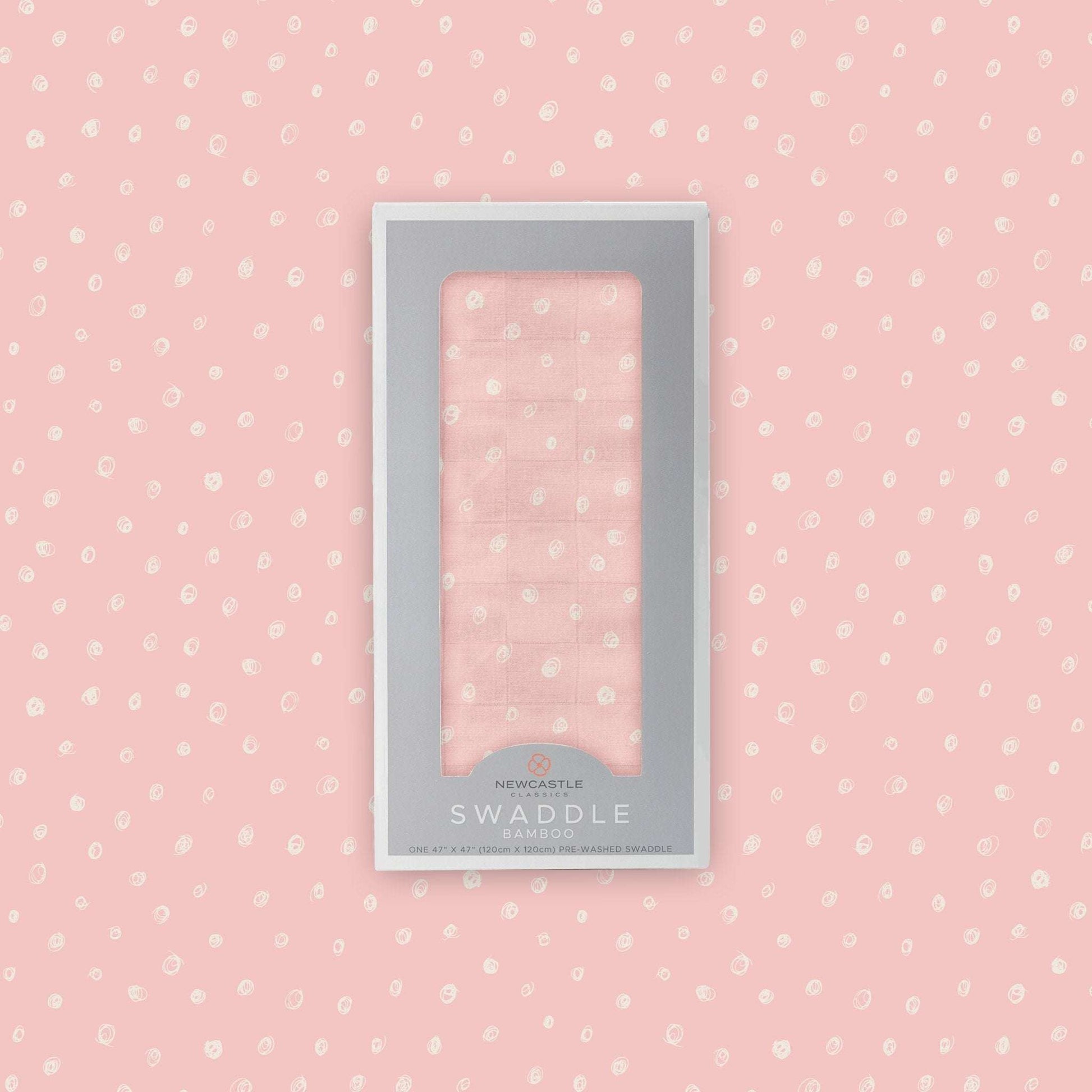 Pink Pearl Polka Dot Bamboo Swaddle Blanket for Babies Newcastle Classics