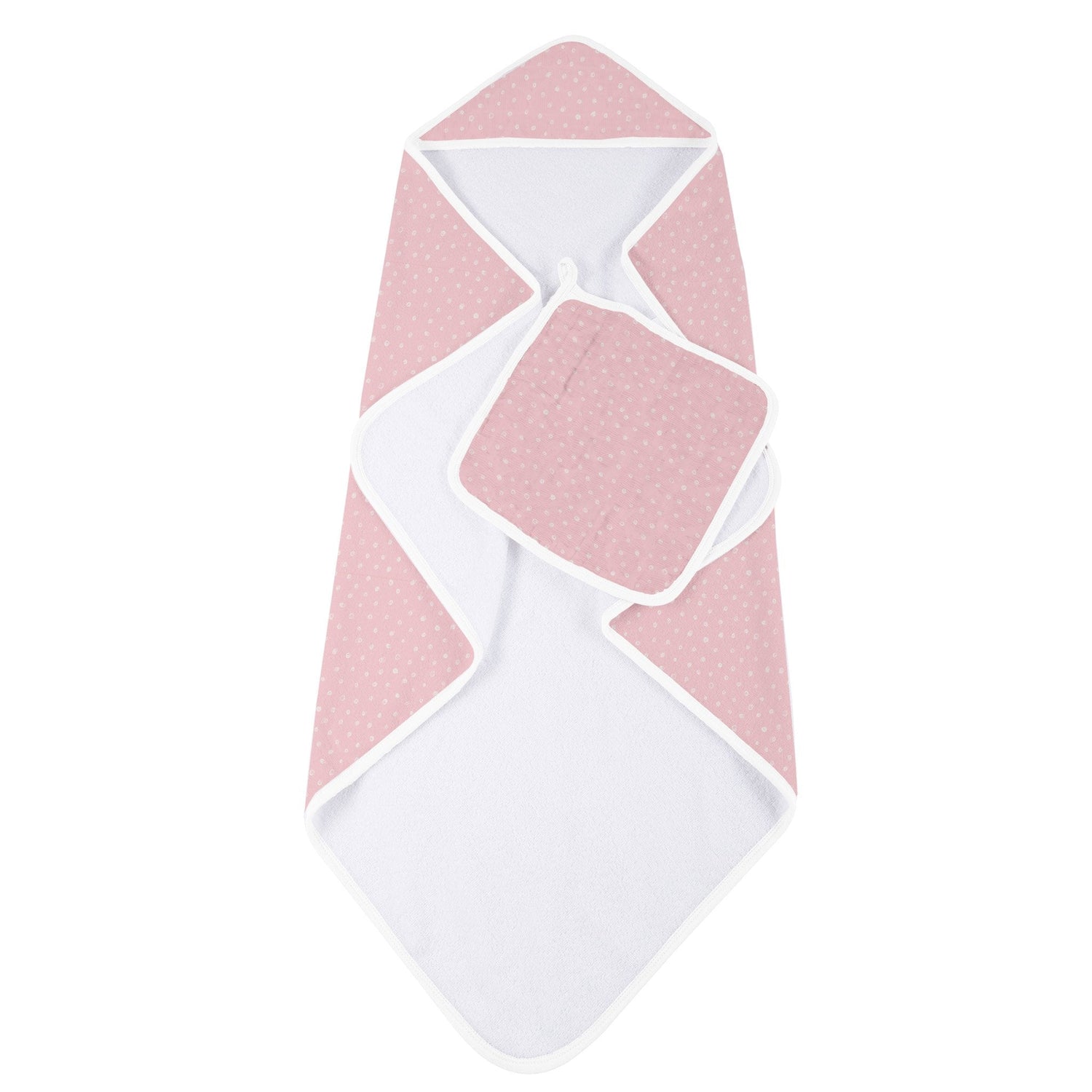 Newcastle Classics Premium Bamboo Hooded Towel and Washcloth Set for Kids in Pink Pearl Dot - Baby & Toddler > Baby Bathing Baby Bathing