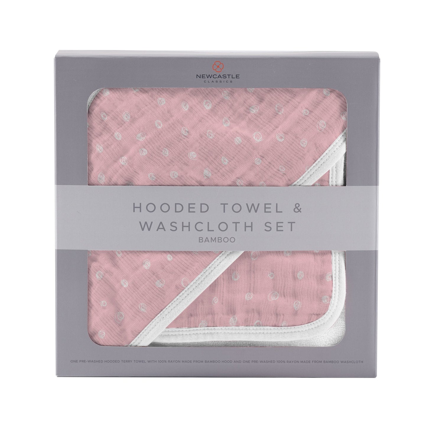 Pink Pearl Polka Dot Hooded Towel and Washcloth Set for Kids Newcastle Classics