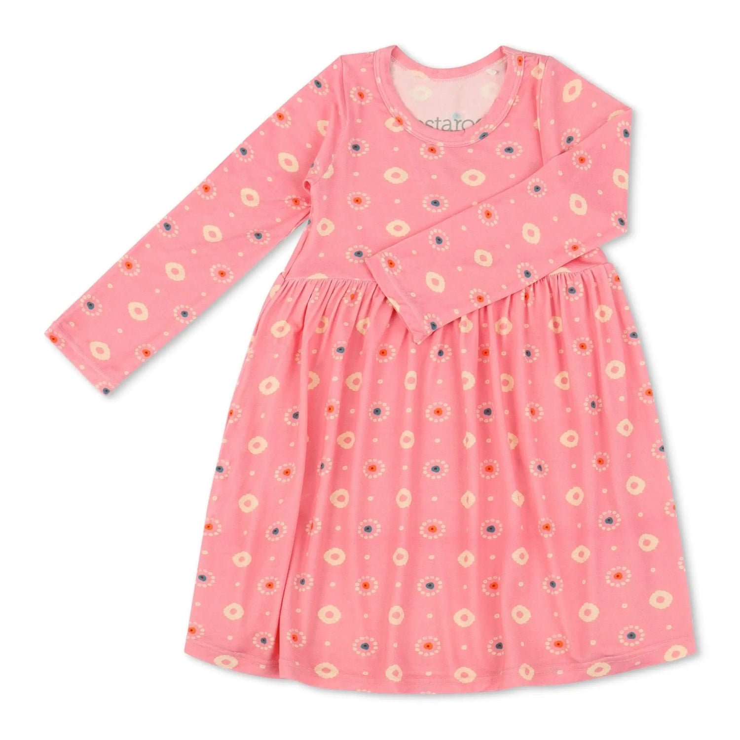 Bestaroo Pink Petals Long Sleeve Soft Bamboo Dress For Toddlers - 