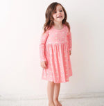 Bestaroo Pink Petals Long Sleeve Soft Bamboo Dress For Toddlers - 