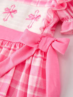Rylee Faith Designs Pink Plaid Smocked Church Bishop Christening Dress for Baby Girls - Everetts Place Boutique - 