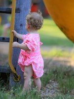 Rylee Faith Designs Pink Plaid Smocked Church Christ Bishop Christening Romper - Everetts Place Boutique - 