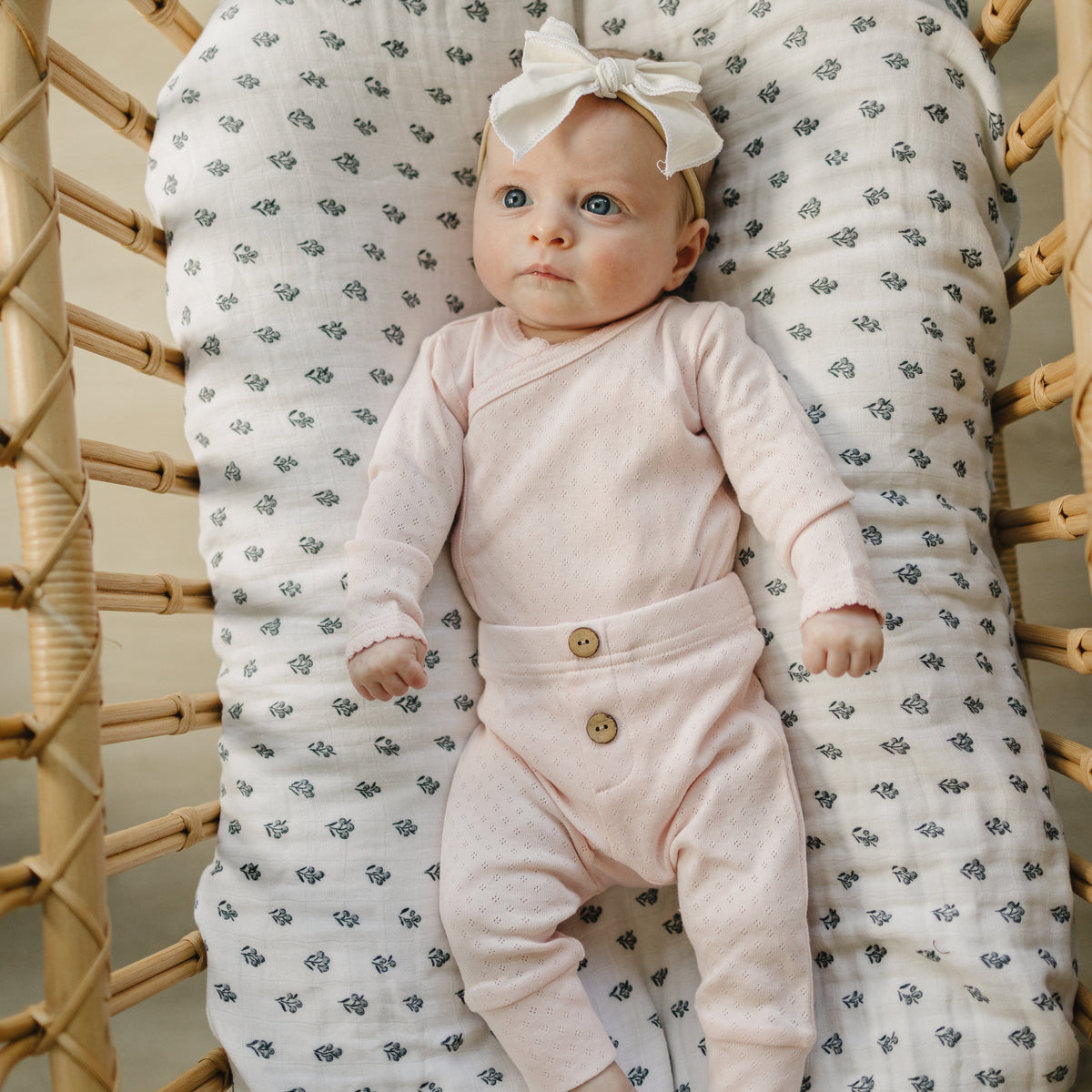Mebie Baby Pink Pointelle Layette Set