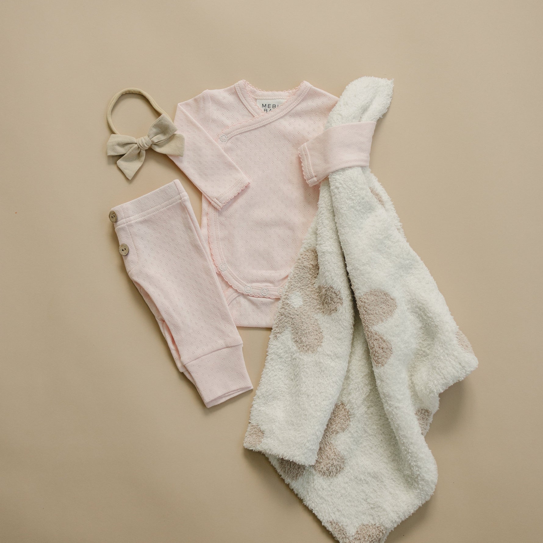 Mebie Baby Pink Pointelle Layette Set