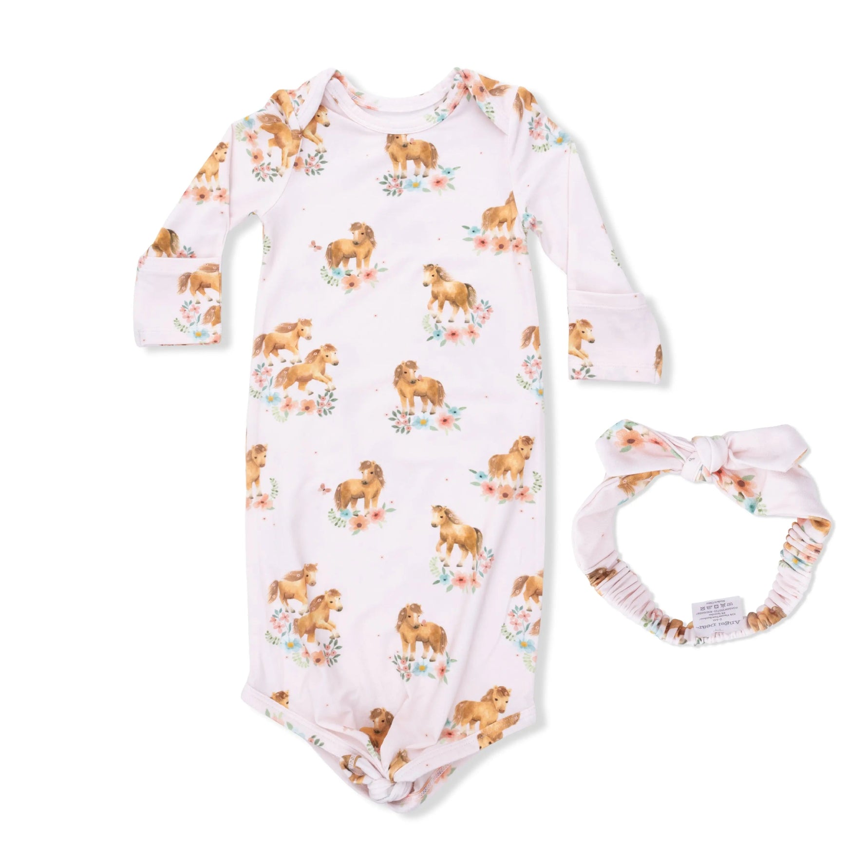 Angel Dear Pink Ponies - Knotted Gown and Headband - 