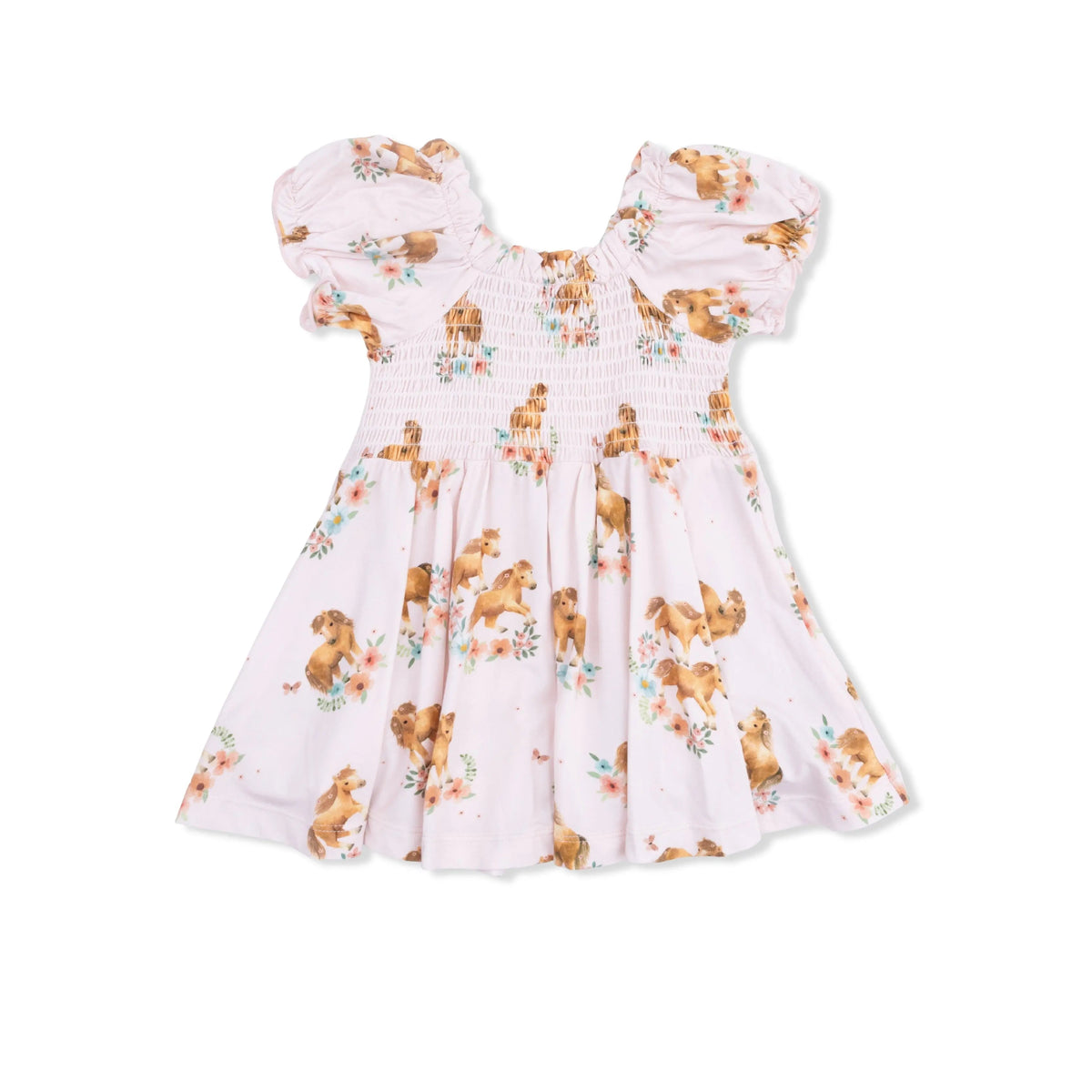 Angel Dear Pink Ponies - Smocked Twirly Dress and Bloomer - 