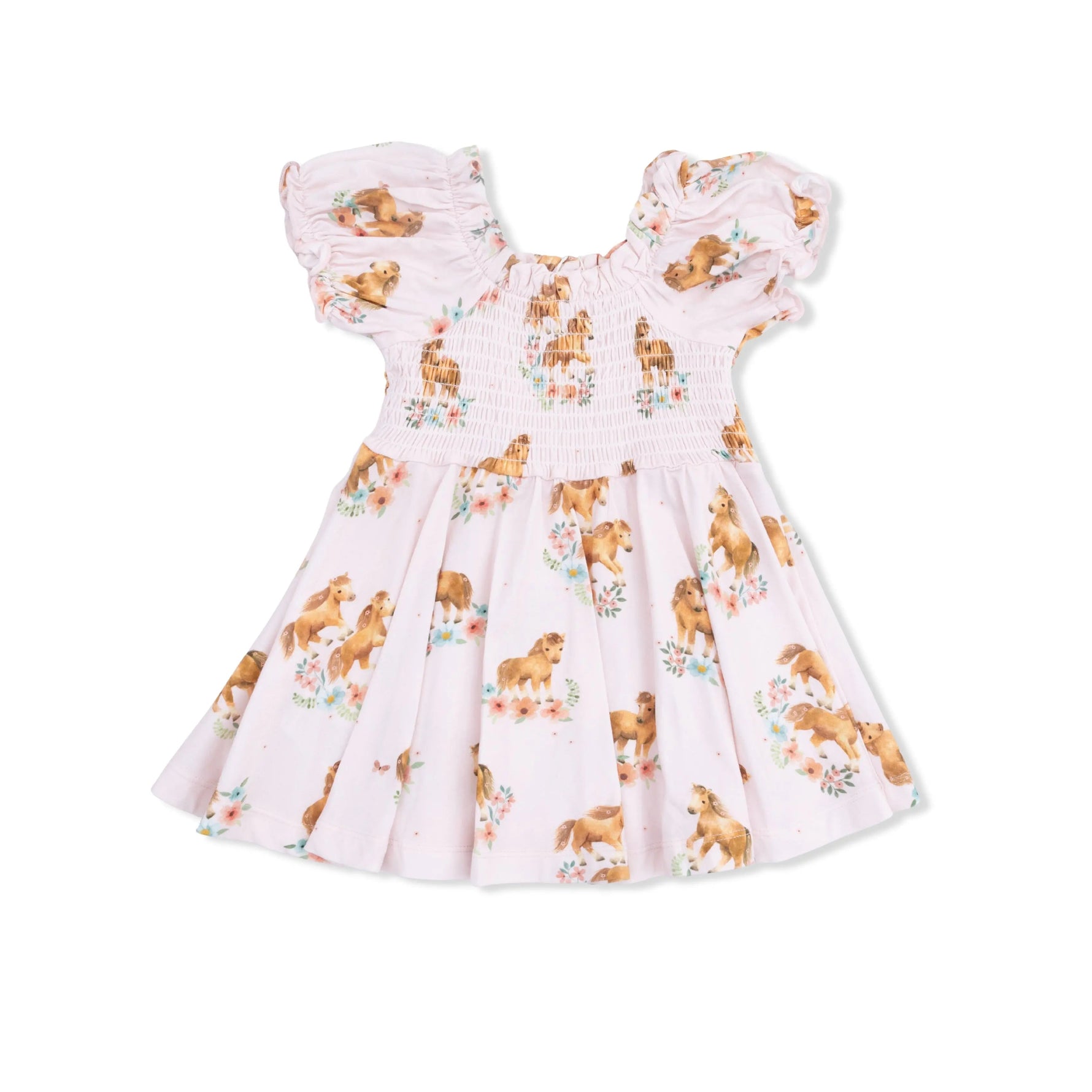 Angel Dear Pink Ponies - Smocked Twirly Dress and Bloomer - 