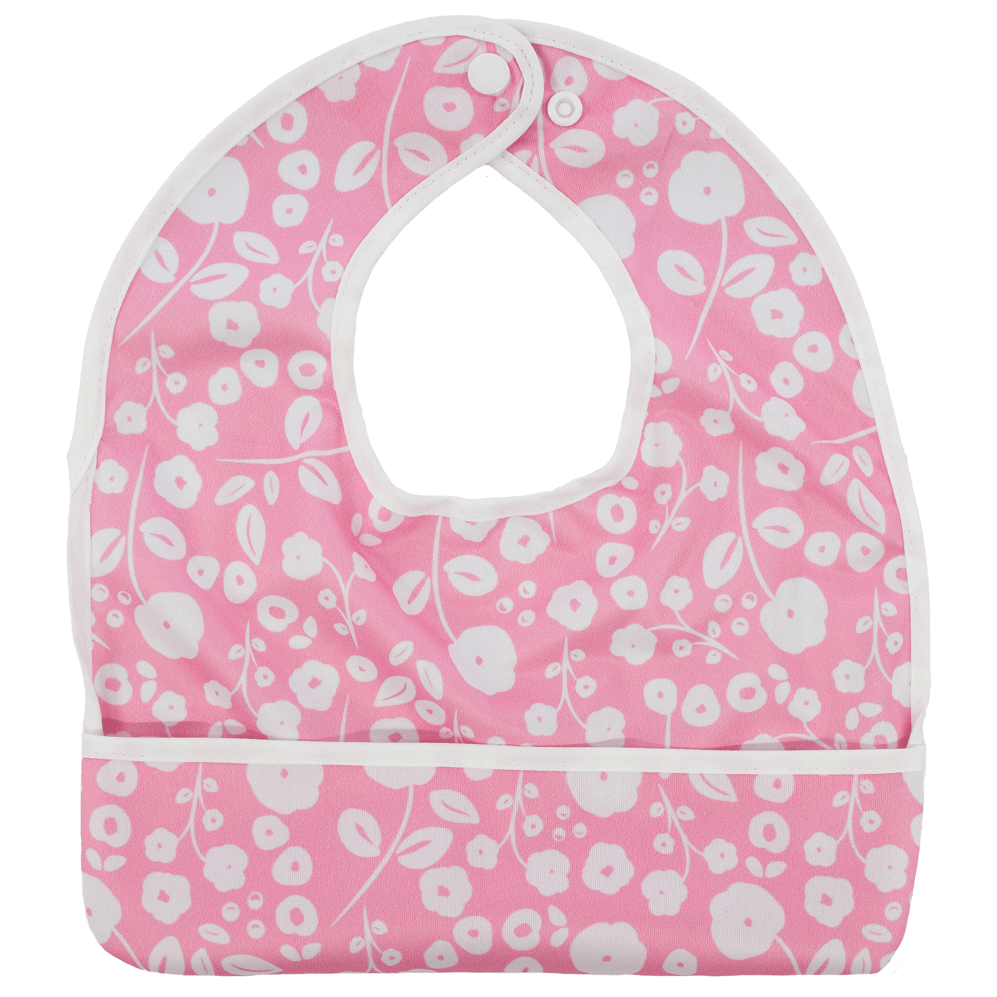 Pink Poppies Flip Bib with Pocket for Food and Drool Machine Washable Water Resistant Texas Tushies