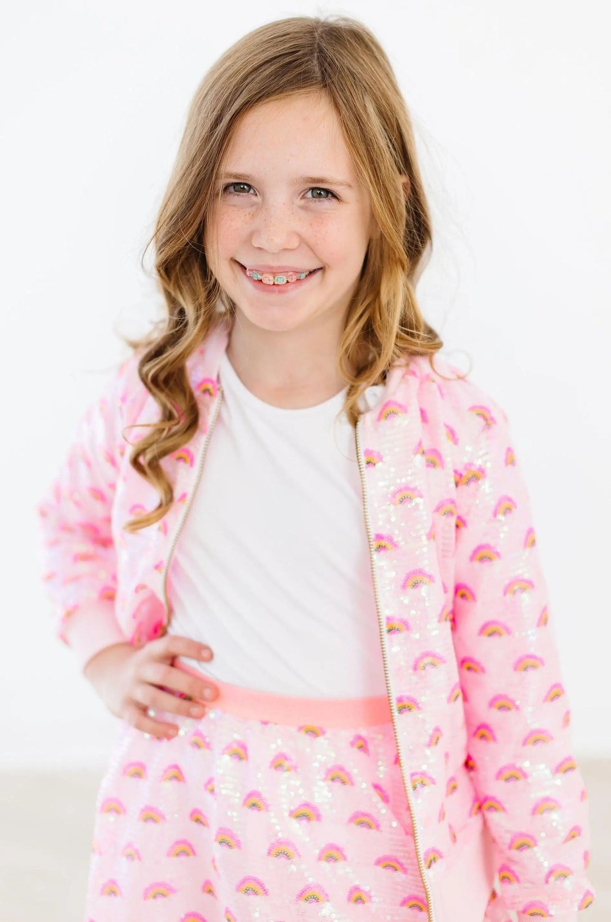 Mila & Rose ® Pink Rainbow Sequin Jacket - 