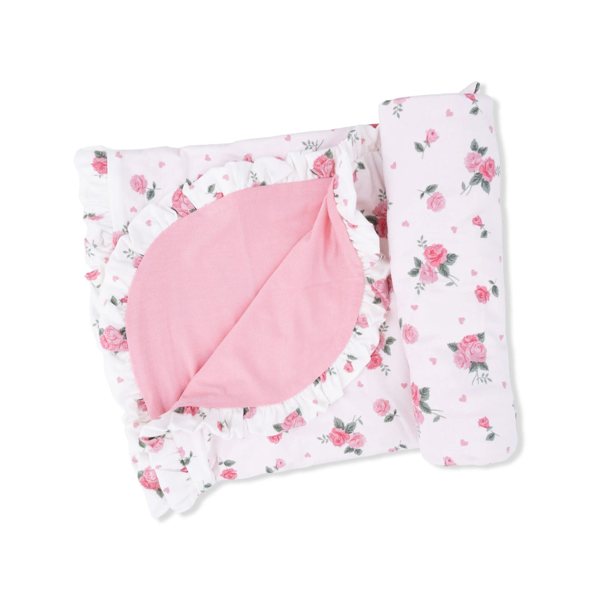 Pink Rosettes - Ruffle Blanket - White, Pink, Baby Products | Everetts Place