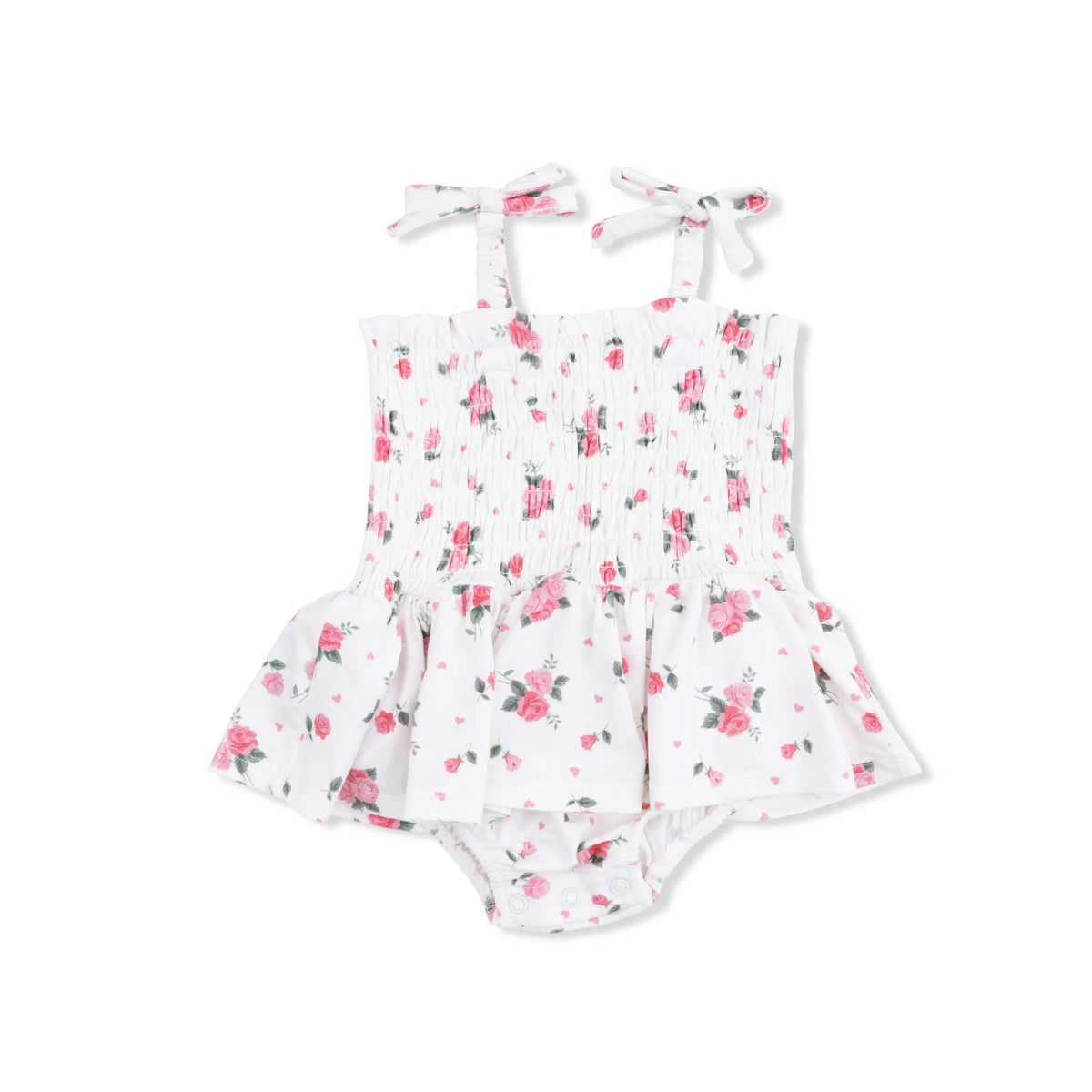 Angel Dear Pink Rosettes - Smocked Bubble with Skirt - 