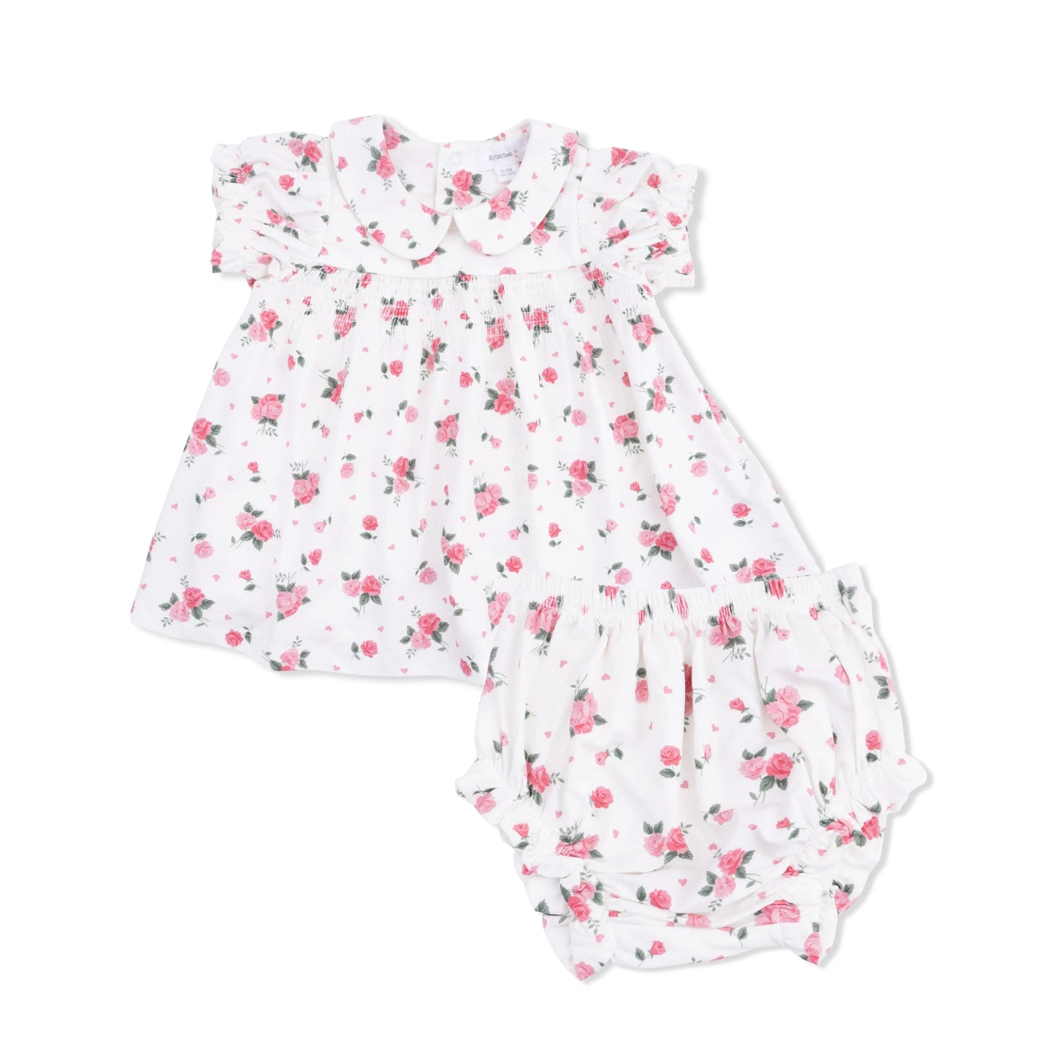 Pink Rosettes - Smocked Dress Set - Baby & Toddler Clothing, White, Pink, One-piece garment, Ruffle | Everetts Place