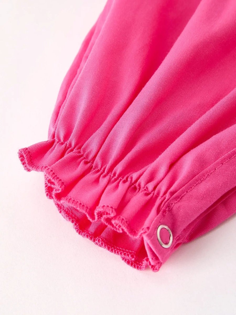 Rylee Faith Designs Pink Smocked Church Bishop Christening Bow Baby Girl Romper - Everetts Place Boutique - 