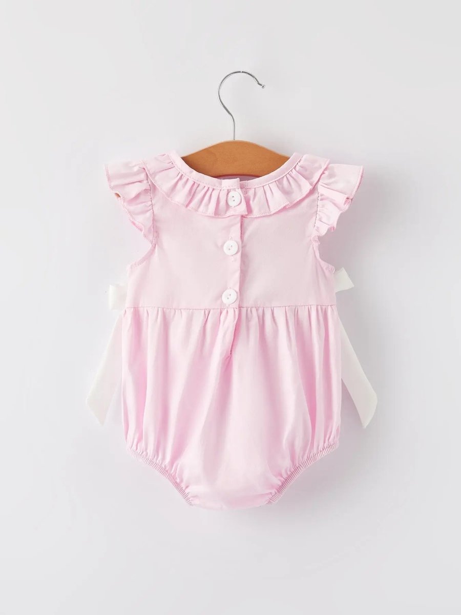 Rylee Faith Designs Pink Smocked Church Bishop Christening Romper for Baby Girls - Everetts Place Boutique - 