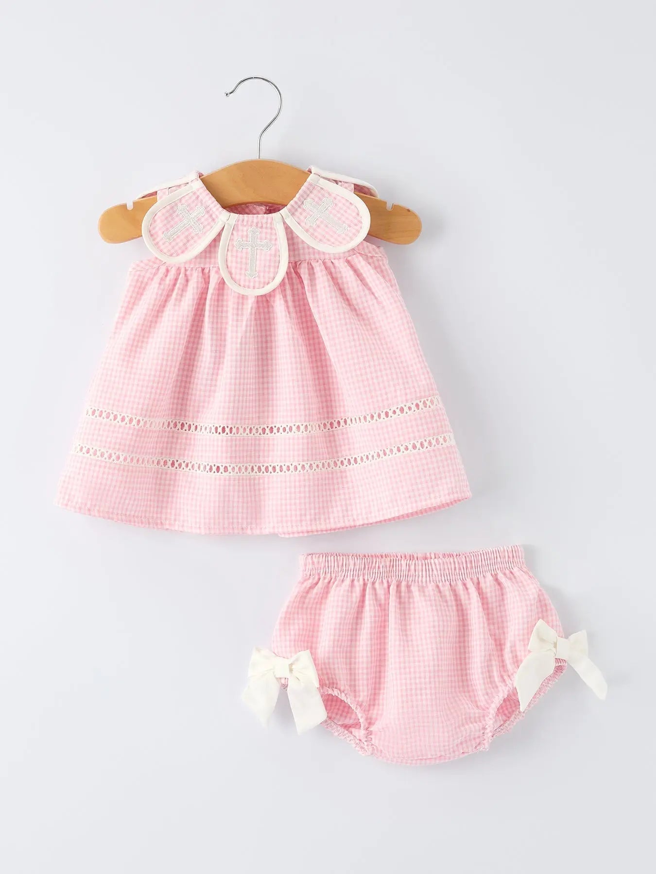 Rylee Faith Pink Smocked Christening Bishop Bloomer Set Rylee Faith Designs 