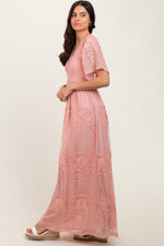 PinkBlush Pink Smocked Top Lace Maxi Dress