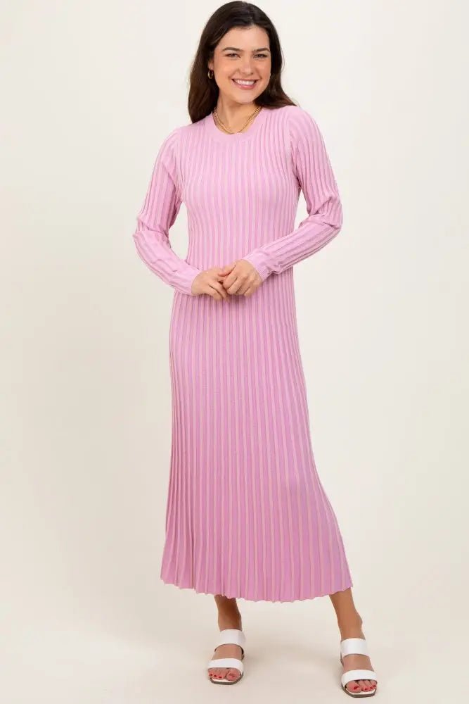 PinkBlush Pink Thick Ribbed Knit Maxi Sweater Dress - 