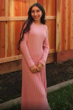 PinkBlush Pink Thick Ribbed Knit Maxi Sweater Dress - 