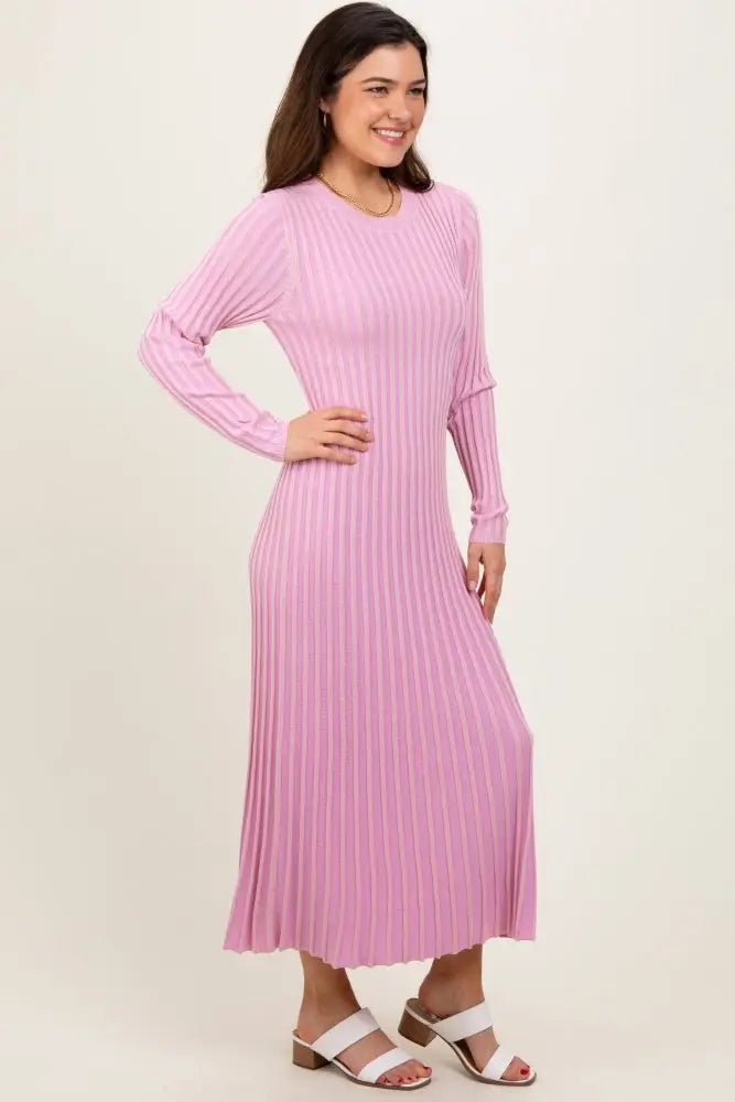 PinkBlush Pink Thick Ribbed Knit Maxi Sweater Dress - 