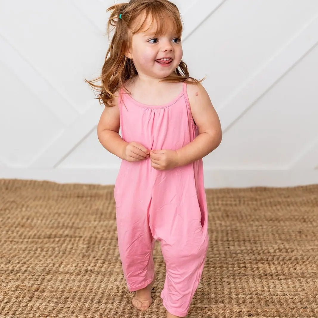 Bestaroo Pink Toddler Jumpsuit With Pockets Soft Bamboo Spandex Fabric - 