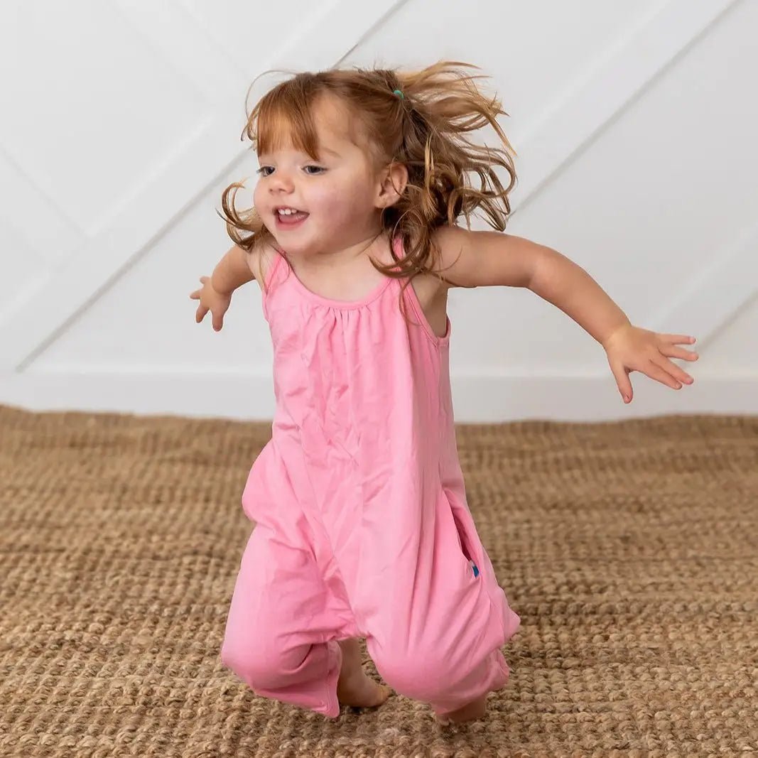 Bestaroo Pink Toddler Jumpsuit With Pockets Soft Bamboo Spandex Fabric - 