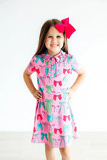 Pink Twirls & Ties S/S Polo Dress - Dress, Baby & Toddler Clothing, Day Dress, Pink, One-piece garment | Everetts Place