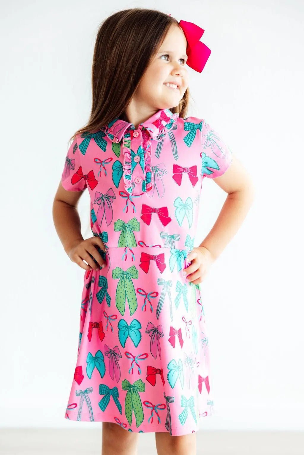 Mila & Rose ® Pink Twirls & Ties S/S Polo Dress - 