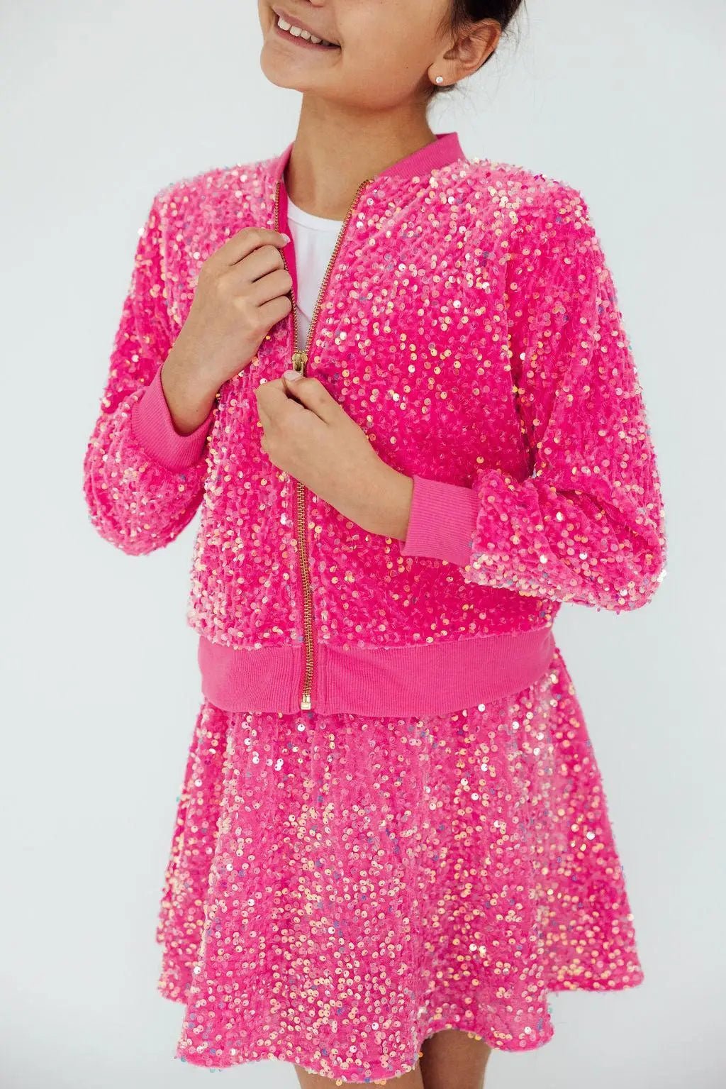 Pink Velvet Sequin Jacket - Collar, Pink, Fashion, Waist, Child | Everetts Place