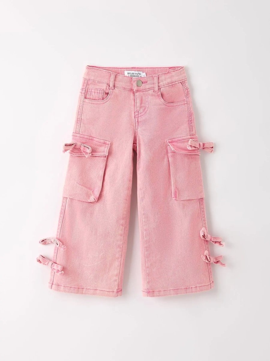 Rylee Faith Designs Pink Wide Leg Denim Pants With Pockets - 