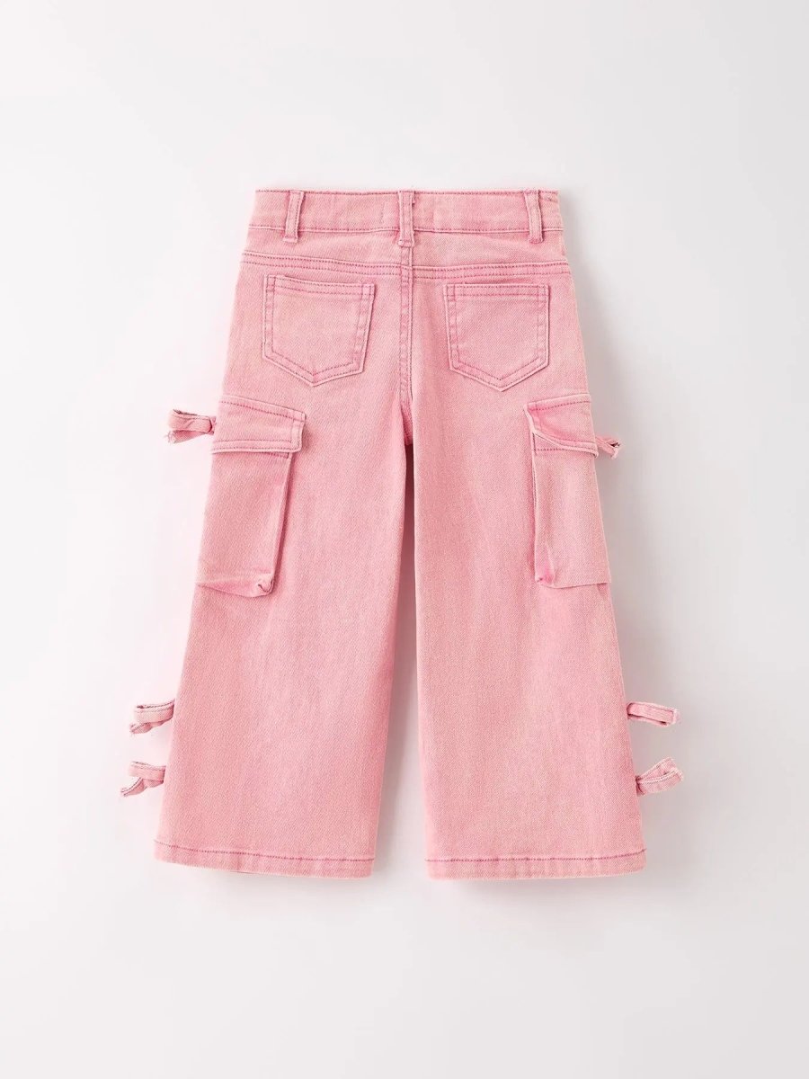 Rylee Faith Designs Pink Wide Leg Denim Pants With Pockets - 