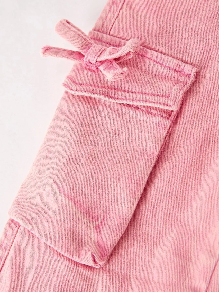 Rylee Faith Designs Pink Wide Leg Denim Pants With Pockets - 