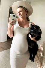 PinkBlush PinkBlush Beige Sleeveless Ribbed Maternity Dress - 