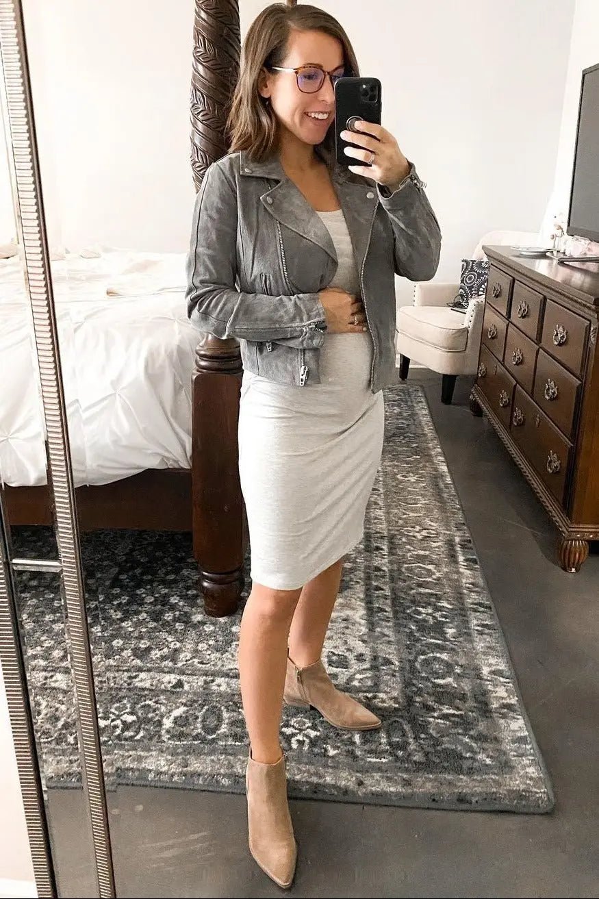 PinkBlush PinkBlush Beige Sleeveless Ruched Fitted Maternity Dress - 
