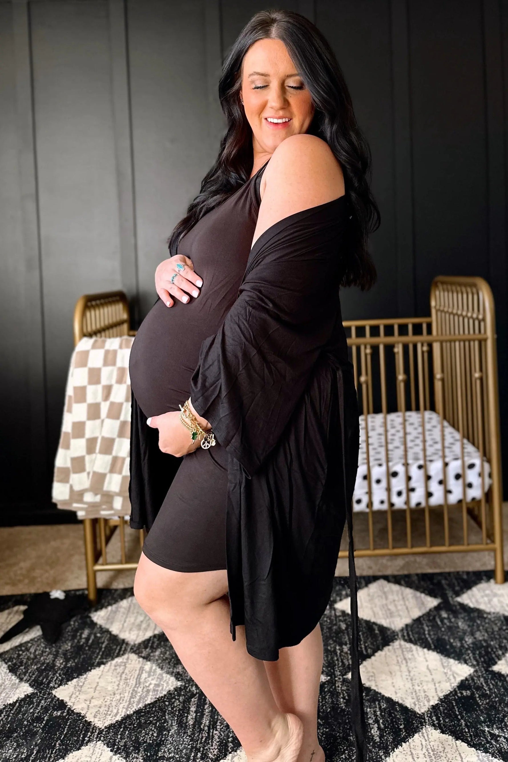 PinkBlush PinkBlush Black Basic Maternity Sleep Dress - 