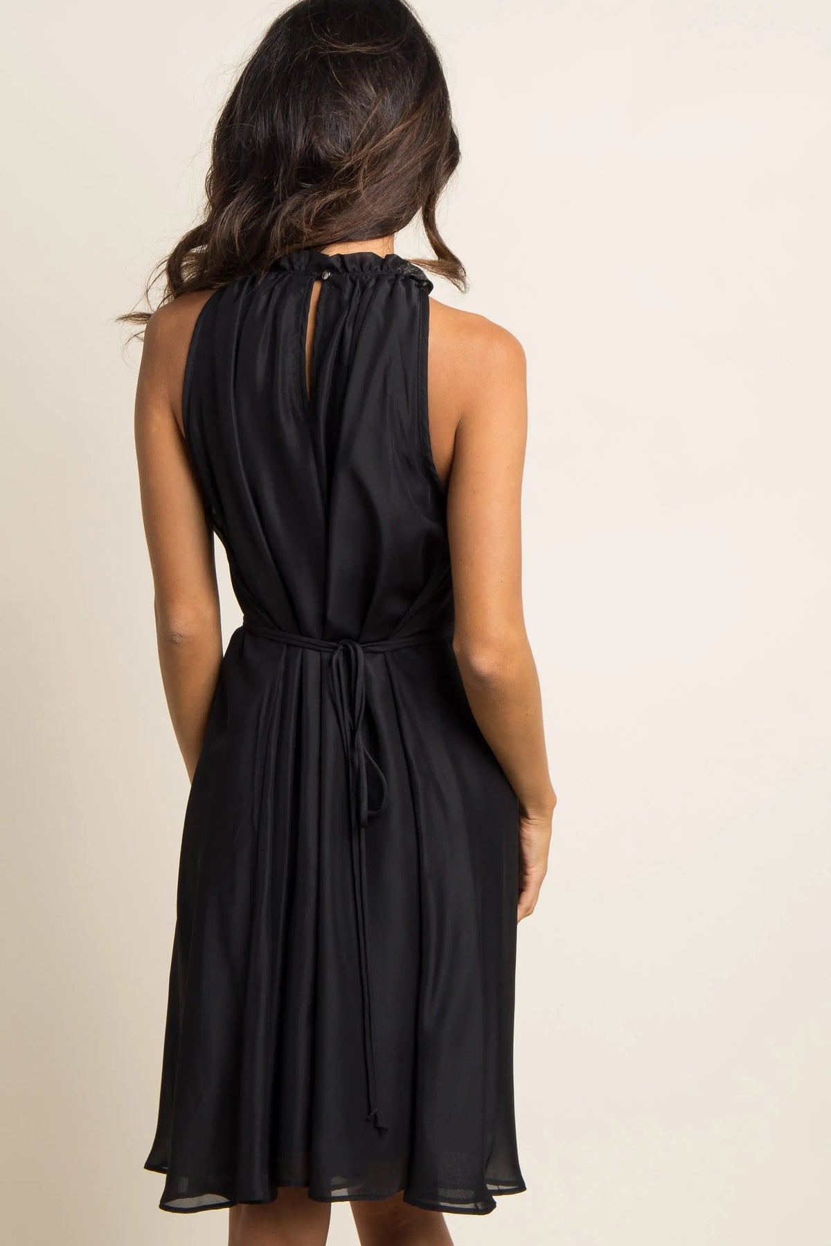 PinkBlush PinkBlush Black Chiffon High Neck Dress - 