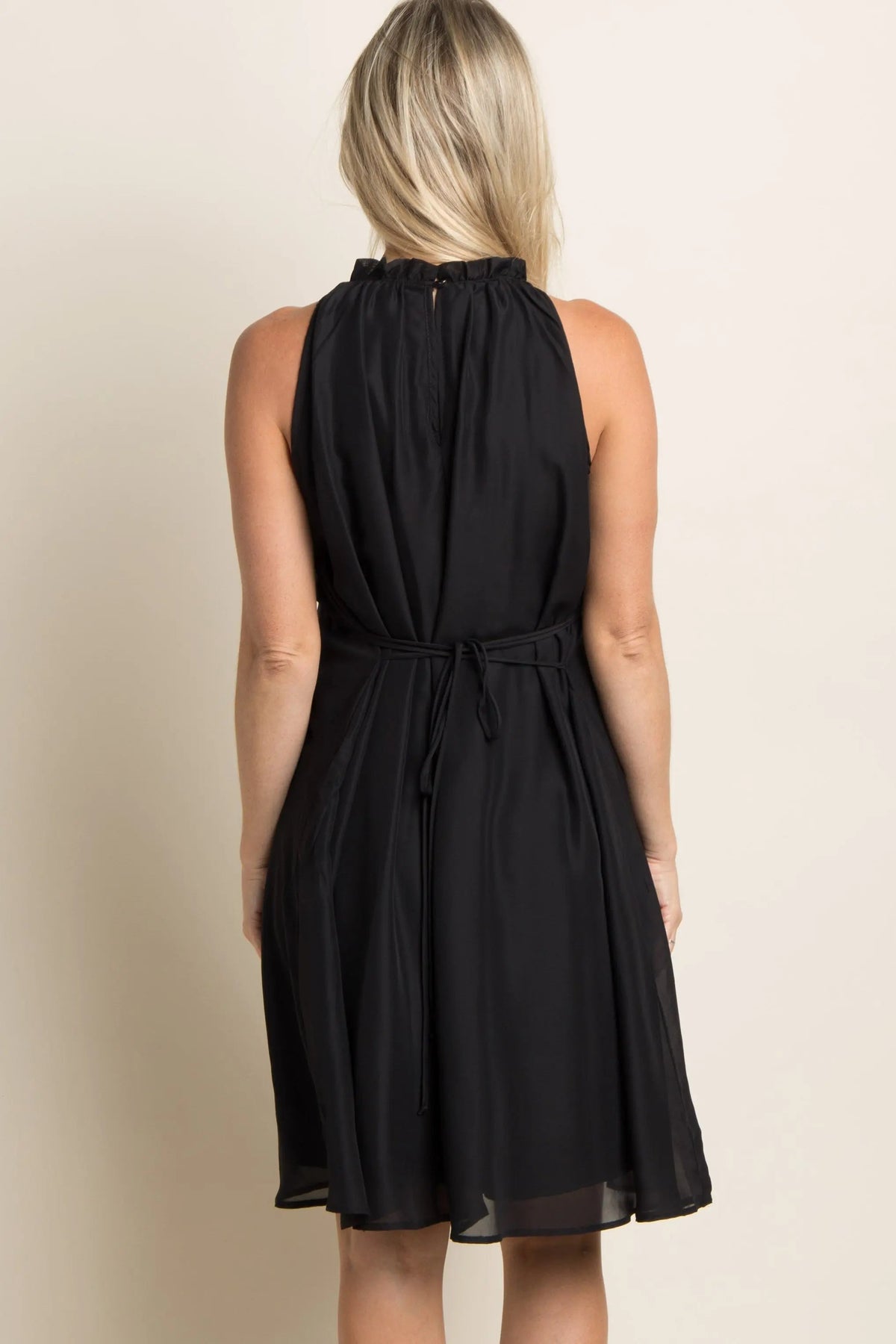 PinkBlush PinkBlush Black Chiffon High Neck Maternity Dress - 