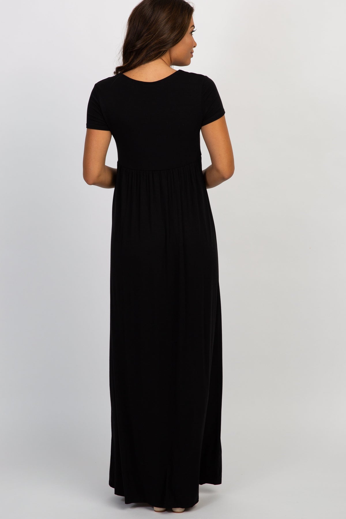 PinkBlush PinkBlush Black Draped Maternity/Nursing Maxi Dress Everetts Place