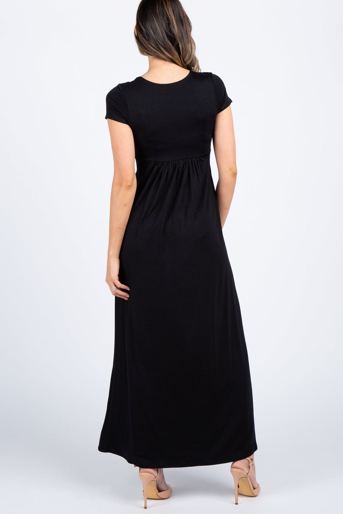 PinkBlush PinkBlush Black Draped Nursing Maxi Dress Everetts Place