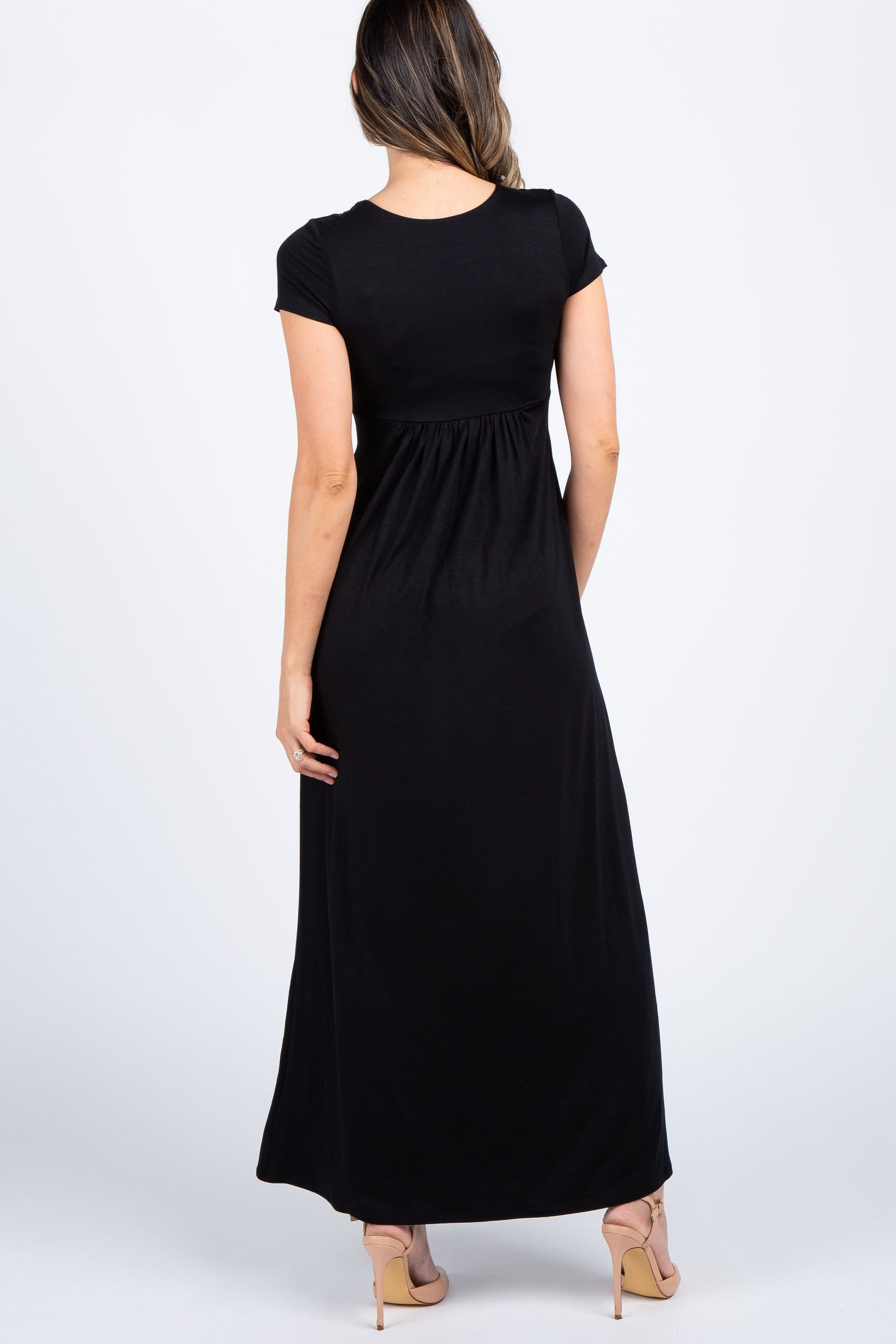 PinkBlush PinkBlush Black Draped Nursing Maxi Dress Everetts Place