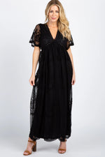 PinkBlush PinkBlush Black Lace Mesh Overlay Maxi Dress - 