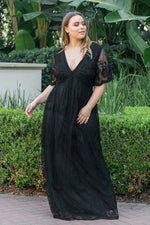 PinkBlush PinkBlush Black Lace Mesh Overlay Plus Maxi Dress - 